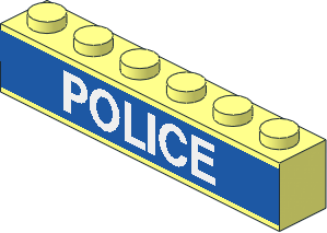 Brick  1 x  6 with White "POLICE" on Blue Background Sticker