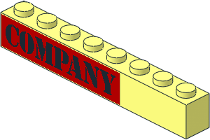 Brick  1 x  8 with Black "COMPANY" Sign on Red Background Sticker