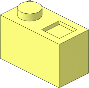 ~Brick  1 x  2 with One Stud and Square Hole