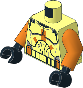 Minifig Torso with Arms and Hands with SW Clone Trooper Armour with Orange Markings (Clone Wars 2008) Pattern