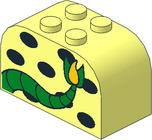 Brick  2 x  4 x  2 with Curved Top with Green Monster Tail and Black Spots Pattern