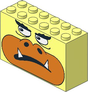 Brick  2 x  6 x  3 with Orange Mouth and Monster Eyes Pattern