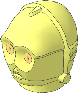 Minifig Head Protocol Droid with Bright Light Yellow Eyes Pattern