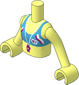 Figure Friends Girl Torso with Arms with Blue Bikini Top With Whistle Pattern