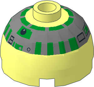 Cylinder  2 x  2 with Dome Top with SW Silver/Green R2-R7 Pattern