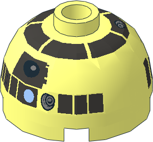 Cylinder  2 x  2 with Dome Top with SW Metallic Dark Grey R4-P44 Pattern