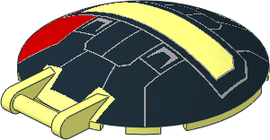 Dish  6 x  6 Inverted - No Studs with Handle with Grey Lines on Black Background, Red Area and Window Pattern