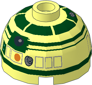 Cylinder  2 x  2 with Dome Top with SW Dark Green R2-X2 Pattern