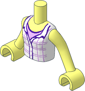Figure Friends Girl Torso with Arms with White Plaid Button Top over Lavender Shirt Pattern