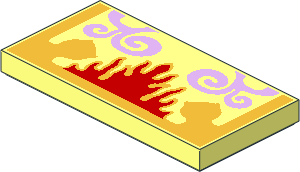 Tile  2 x  4 with Metallic Gold, Red and Lavender Arabian Rug Pattern