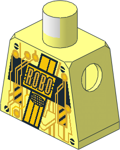 Minifig Torso with Gold Circuitry and Yellow Roboforce Logo Pattern