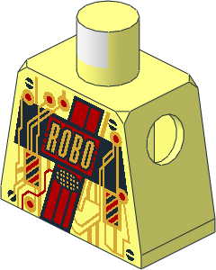 Minifig Torso with Gold Circuitry and Red Roboforce Logo Pattern