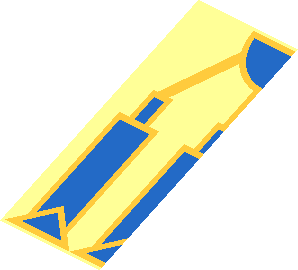 ~Slope Brick 33  3 x  2 with Blue and Metallic Gold Mechanical Pattern - Half