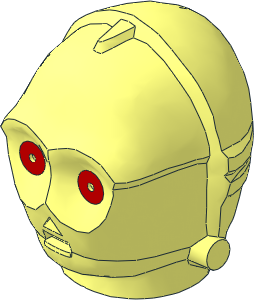 Minifig Head Protocol Droid with Red Eyes Pattern