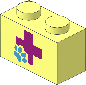 Brick  1 x  2 with Magenta Cross and Animal Paw Pattern