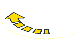 ~Sticker  2.7 x  2.7 with Hole with  2 Yellow Segmented Arrows - Half