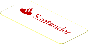 Sticker  0.8 x  1.8 with Red Santander Logo and Text on White Background