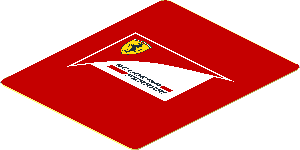 Sticker  2.2 x  1.8 with Small Scuderia Ferrari Logo on Red Background