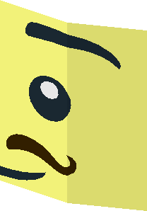 ~Minifig Head with Black Eyebrows, Dark Brown Thin Curly Moustache Half Pattern