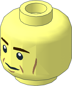 Minifig Head  with SW Neutral Face with Dark Brown Eyebrows and Medium Nougat Cheeklines Pattern