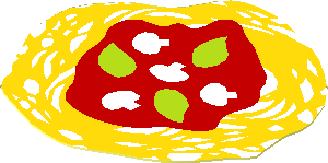 Sticker  1.6 x  1.7 Irregular with Pasta, Sauce, Mushrooms and Leaves