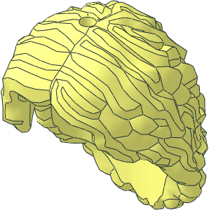 Minifig Hair Long Full Curly, Parted on Left without Internal Supports