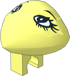 Minifig Martian Head with Clip with Eyelashes Pattern