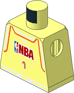Minifig Torso with Arm Locking Notches with NBA Team Violet # 1 Pattern