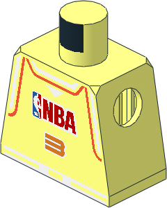Minifig Torso with Arm Locking Notches with NBA Team Violet # 3 Pattern