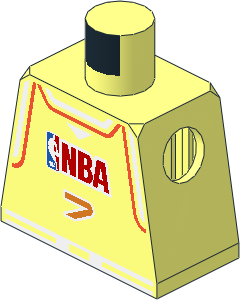 Minifig Torso with Arm Locking Notches with NBA Team Violet # 7 Pattern