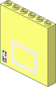 Brick  1 x  6 x  5 with Basketball Backboard and NBA Logo Pattern and Backside Sticker