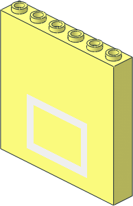 Brick  1 x  6 x  5 with Basketball Backboard Pattern