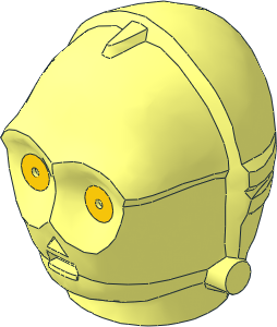 Minifig Head Protocol Droid with Yellow Eyes Pattern