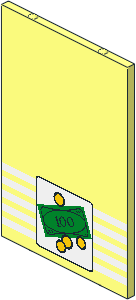 Glass for Window  1 x  4 x  5 with Bank Note, Coins and White Stripes Pattern