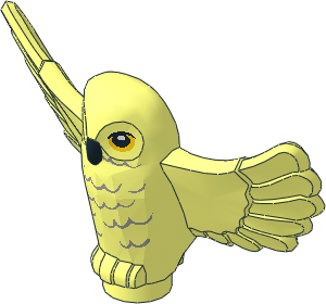 Animal Owl with Spread Wings with Black Beak, Yellow Eyes and Light Bluish Gray Rippled Chest Feathers Pattern
