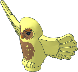 Animal Owl with Spread Wings with Orange Beak and Eyebrows and Medium Nougat Rippled Chest Feathers Pattern