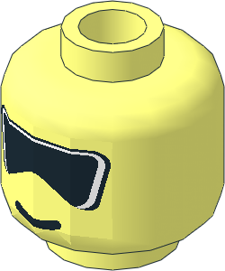 Minifig Head with Large Black Sunglasses and White Stripe Pattern