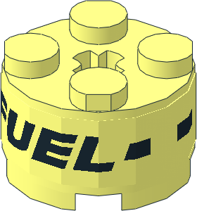 Brick  2 x  2 Round Reinforced with Black "FUEL" and Black Dotted Line on Transparent Background Sticker