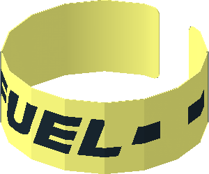 Sticker  0.8 x  5.9 with Black "FUEL" and Black Dotted Line on Transparent Background (Formed)