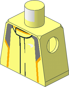 Minifig Torso with Race Suit with Silver McLaren Logos and Orange and Silver Stripes Pattern