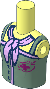 Figure Friends Girl Torso with Magenta Jungle Rescue Logo and Lavender Scarf Pattern