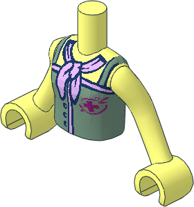 Figure Friends Girl Torso with Arms with Magenta Jungle Rescue Logo and Lavender Scarf Pattern