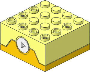 Electric Sound Brick  4 x  4 x  1.667 with Yellow Bottom and Rubber White Button Pattern