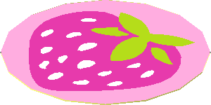 Sticker  1.8 x  1.8 Round with Strawberry on Bright Pink Background