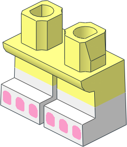 Minifig Hips and Legs Short with White Half Leg and Feet with Bright Pink Toes Pattern