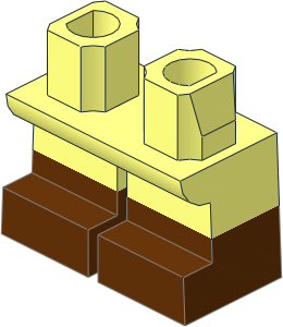 Minifig Hips and Legs Short with Reddish Brown Half Leg and Feet Pattern