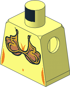 Minifig Torso with SW Female Metal Bikini Top and Orange Outlines (Princess Leia 2003) Pattern