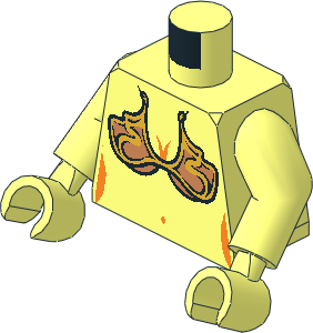 Minifig Torso with Arms and Hands with SW Female Metal Bikini Top and Orange Outlines (Princess Leia 2003) Pattern