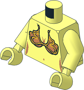 Minifig Torso with Arms and Hands with SW Female Metal Bikini Top and Nougat Outlines (Princess Leia 2006) Pattern