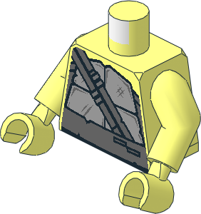 Minifig Torso with Arms and Hands with Light Bluish Grey Turtle Shell and Dark Bluish Grey Belt with Two Straps Pattern